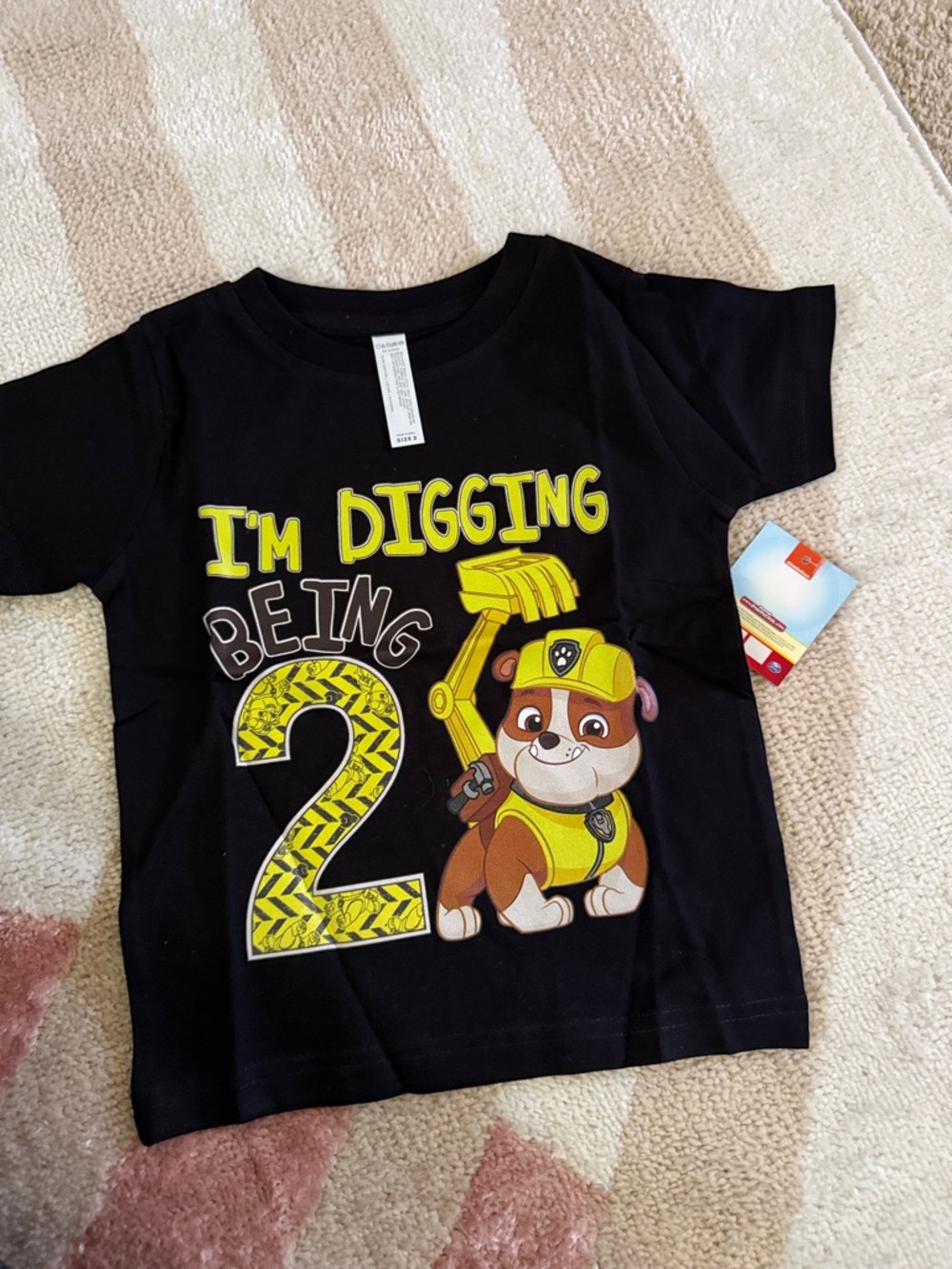 Paw Patrol Black Tee with Yellow Construction Graphic